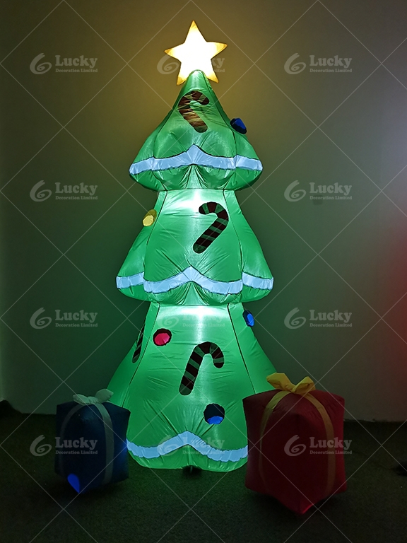 7FT CHRISTMAS TREE WITH LED LIGHTED INFLATABLE YARD ROOM DECORATION ...