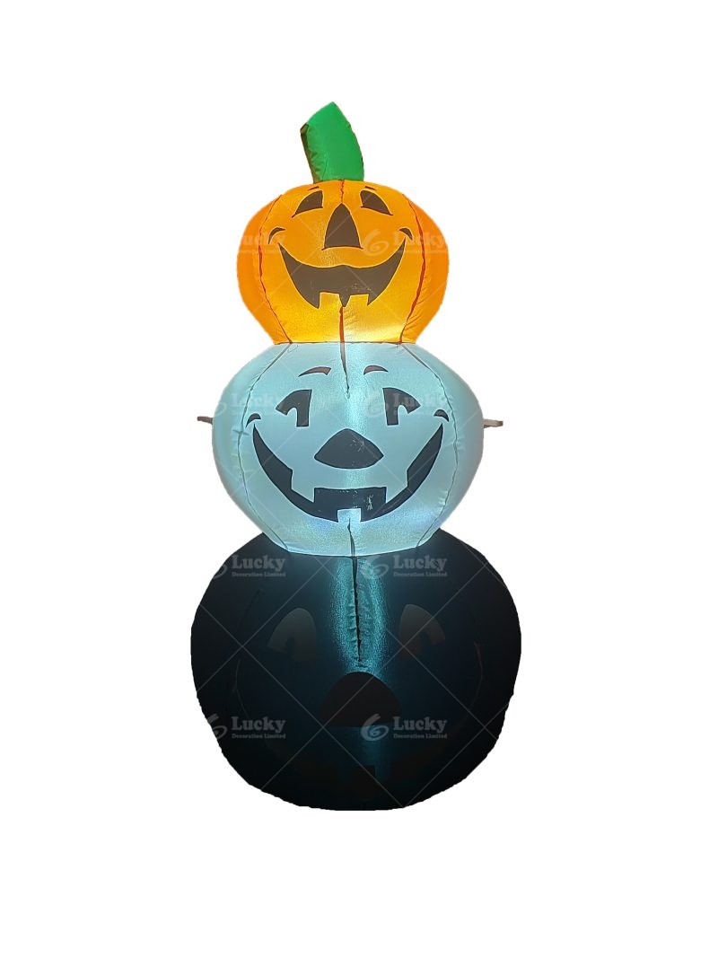 HALLOWEEN INFLATABLE DECORATION THREE-COLORED PUMPKIN WITH LED LIGHTED BLOW UP FOR HALLOWEEN PARTY INDOOR/OUTDOOR GARDEN YARD DECORATION - Image 4