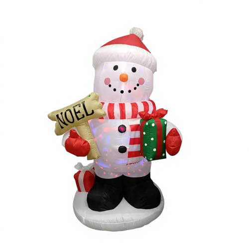 Christmas inflatable decorations; 6FT Inflatable Snowman Holding Sign Decoration; indoor/outdoor yard decorations; for Christmas party