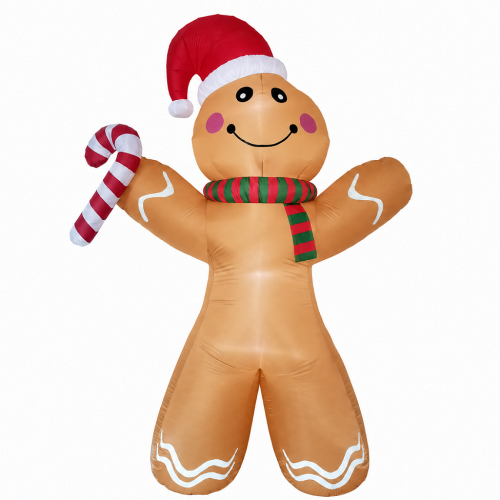 Christmas inflatable decorations;10FT Gingerbread Man Holding Candy Cane;indoor/outdoor yard decorations;for Christmas party