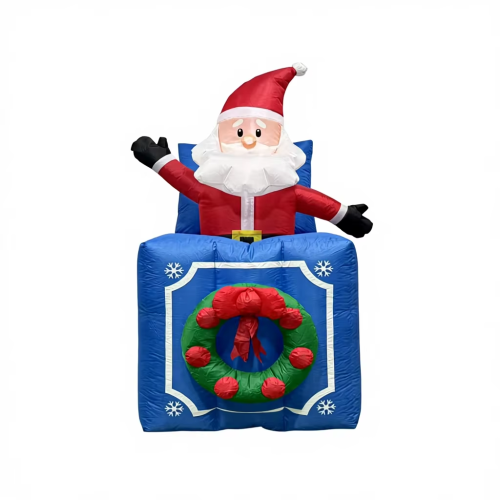 Christmas inflatable decorations;5FT Lifting Santa Claus Gift Box;indoor/outdoor yard decorations;for Christmas party