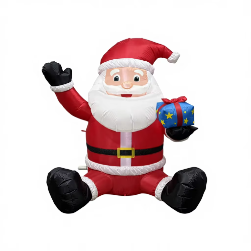 Christmas inflatable decorations;3.5ft Santa Claus holding a gift box;indoor/outdoor yard decorations;for Christmas party