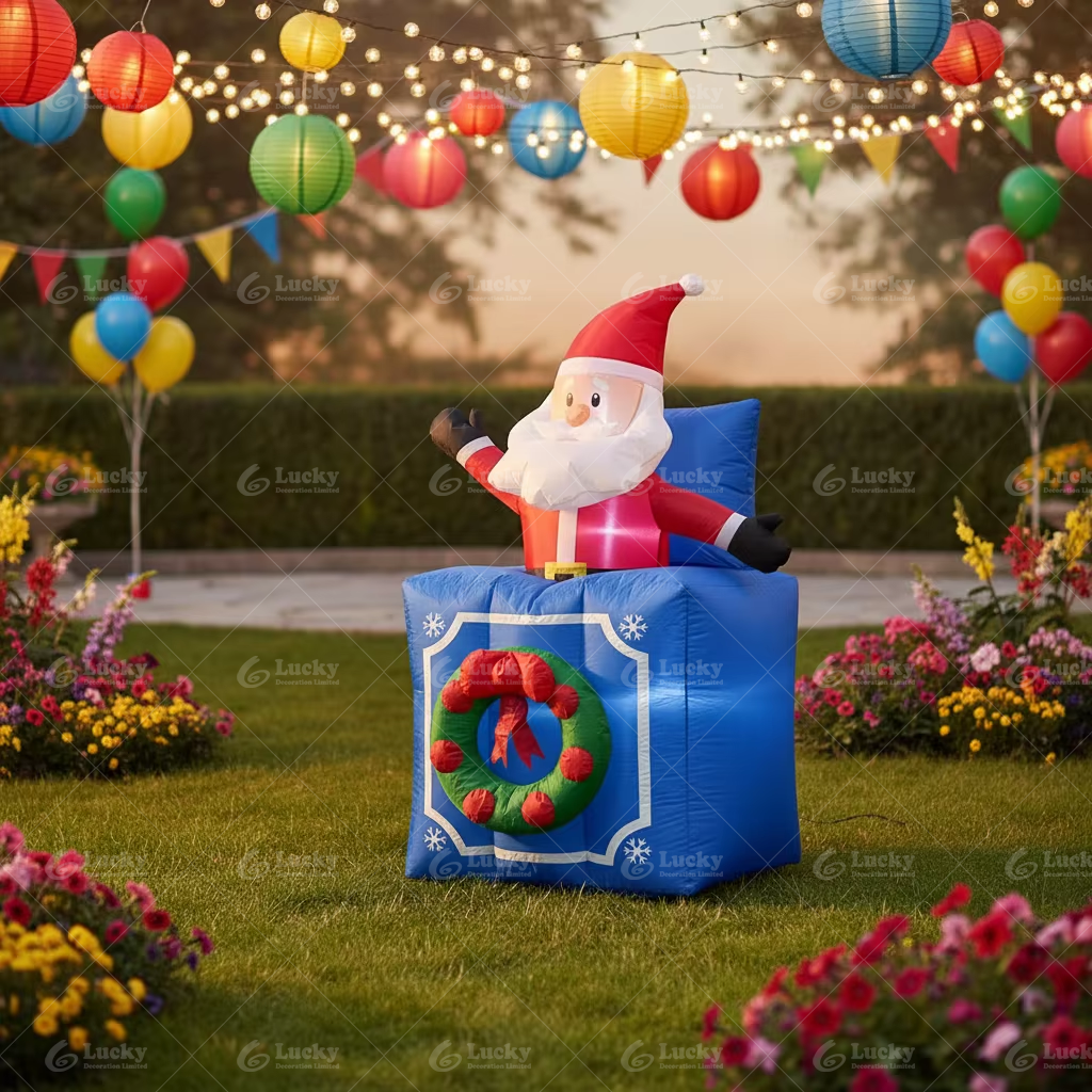 Christmas inflatable decorations;5FT Lifting Santa Claus Gift Box;indoor/outdoor yard decorations;for Christmas party - Image 3