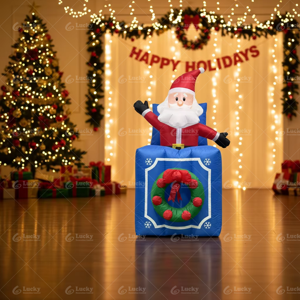 Christmas inflatable decorations;5FT Lifting Santa Claus Gift Box;indoor/outdoor yard decorations;for Christmas party - Image 2