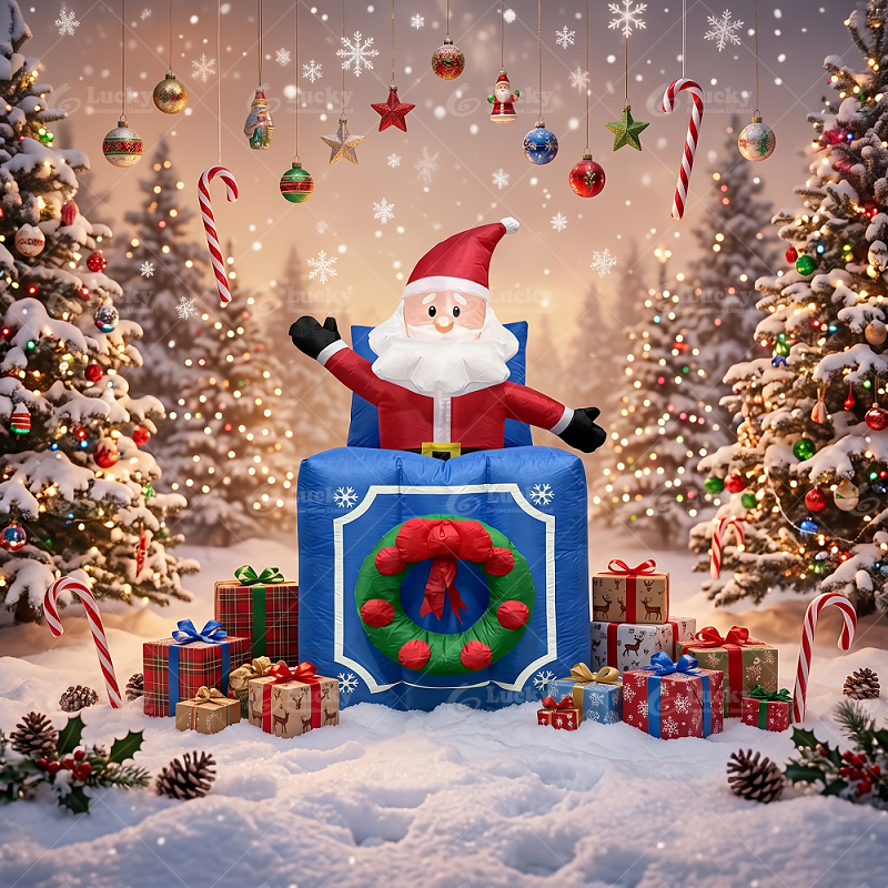 Christmas inflatable decorations;5FT Lifting Santa Claus Gift Box;indoor/outdoor yard decorations;for Christmas party - Image 5
