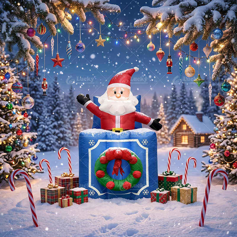 Christmas inflatable decorations;5FT Lifting Santa Claus Gift Box;indoor/outdoor yard decorations;for Christmas party - Image 6