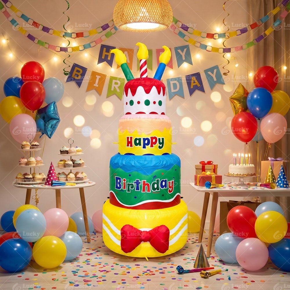 Birthday inflatable decorations;6FT Colorful Birthday Cake;indoor/outdoor yard decorations;for Birthday party - Image 2
